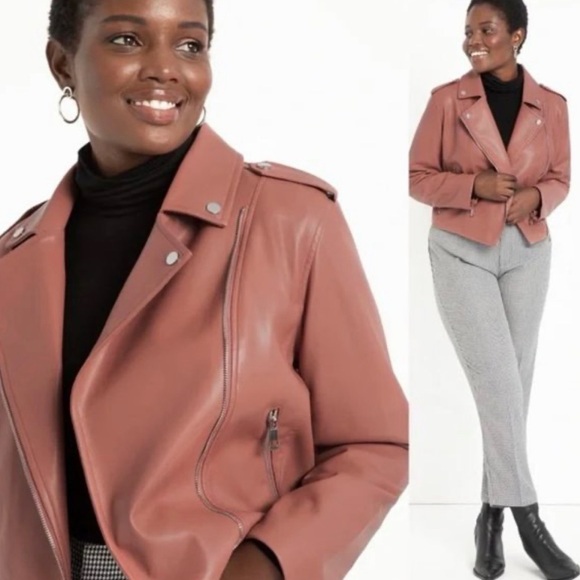 Eloquii Jackets & Blazers - Eloquii faux leather jacket size 18-20 mauve pink color like new